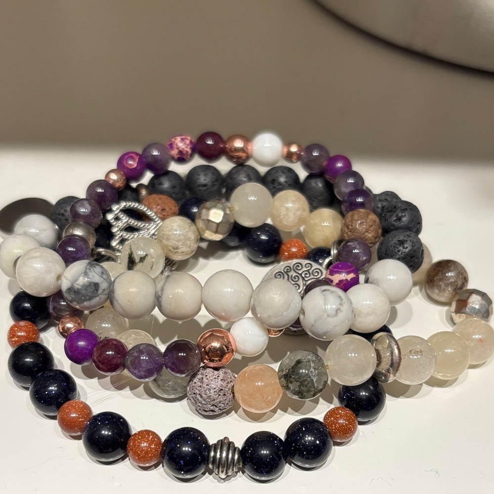 Elegant Multi-Color Beaded Bracelet bundle of 4 bracelet Set